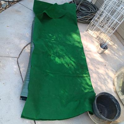 GARDEN HOSES, ARTIFICIAL GRASS, DOWN SPOUT EXTENSION AND FENCING