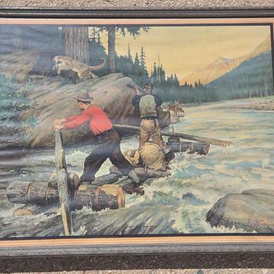 RARE Antique 'Where Men are Men' Lithograph by Philip R Goodwin