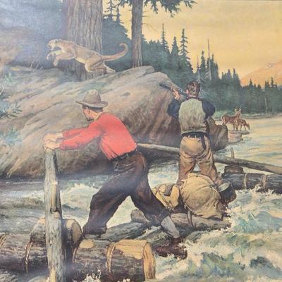 RARE Antique 'Where Men are Men' Lithograph by Philip R Goodwin