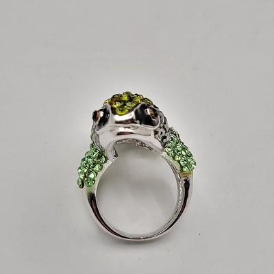 Fabulous Rhinestone Alligator Bracelet, Lizard Ring Size 7.5