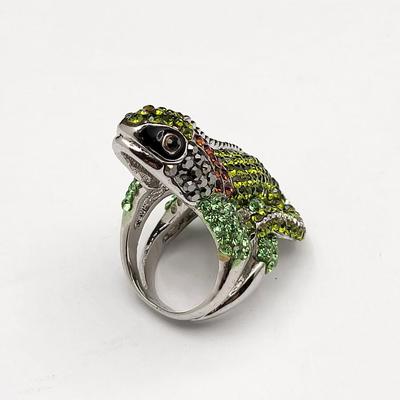 Fabulous Rhinestone Alligator Bracelet, Lizard Ring Size 7.5