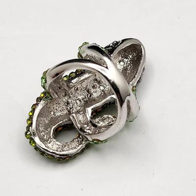 Fabulous Rhinestone Alligator Bracelet, Lizard Ring Size 7.5