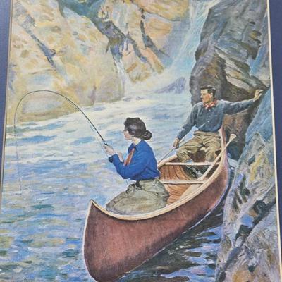 Antique Man and Woman in a Canoe Print by Philip Goodwin