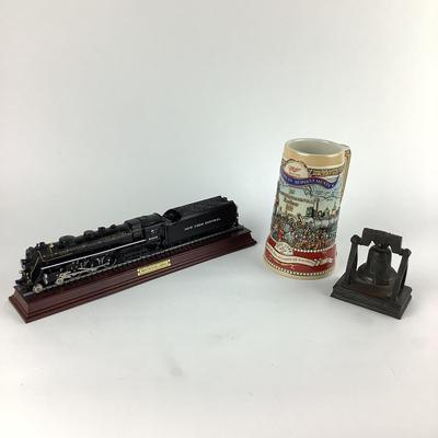 665 Franklin Mint Train w/ Miller High Life Stein "Great American Acheivement" & Liberty Bell