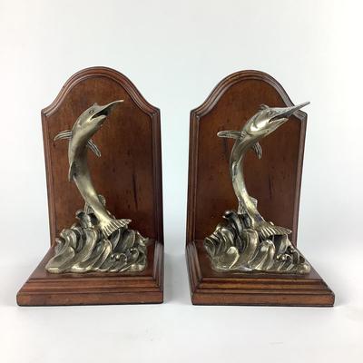 668 Marlin Fish Cast Metal Bookends