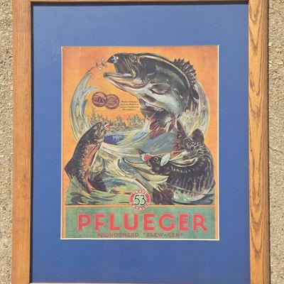 Vintage 1930s Pflueger Fishing Tackle Print