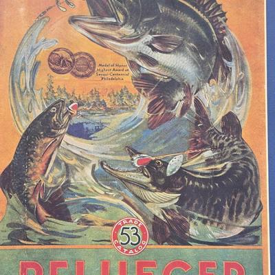 Vintage 1930s Pflueger Fishing Tackle Print