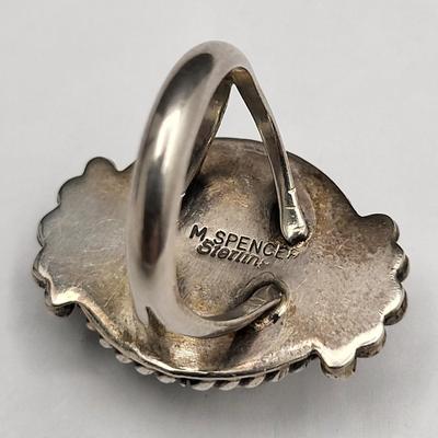 Vintage M. Spencer Sterling White Buffalo Stone Ring 9.5gr