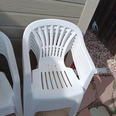 10 PLASTIC PATIO CHAIRS