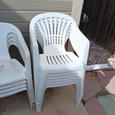 10 PLASTIC PATIO CHAIRS