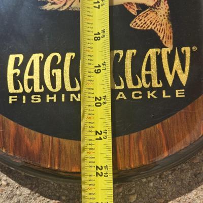 Vintage Eagle Claw Fishing Tackle Wood Clock