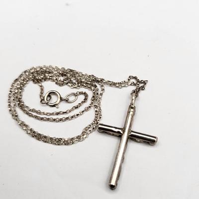 Handcrafted Silver & Turquoise Inlay Cross Necklace