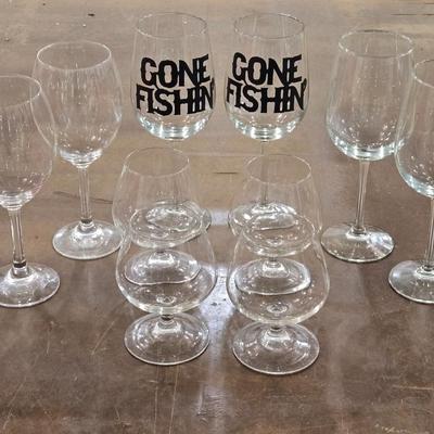 Mixed Lot of Wine and Brandy Glasses