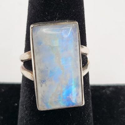 Rainbow Moonstone Ring 925 Silver 5.5gr
