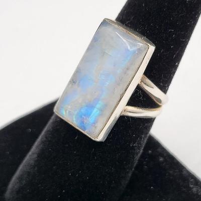 Rainbow Moonstone Ring 925 Silver 5.5gr