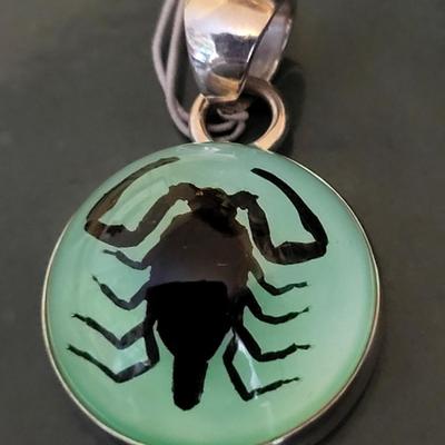 NWT Charles Albert Glow Lucite Scorpion Pendant 925 Sterling
