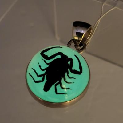 NWT Charles Albert Glow Lucite Scorpion Pendant 925 Sterling