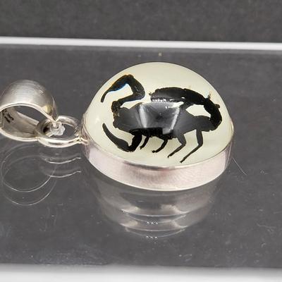 NWT Charles Albert Glow Lucite Scorpion Pendant 925 Sterling