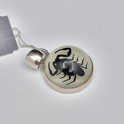 NWT Charles Albert Glow Lucite Scorpion Pendant 925 Sterling