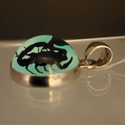 NWT Charles Albert Glow Lucite Scorpion Pendant 925 Sterling