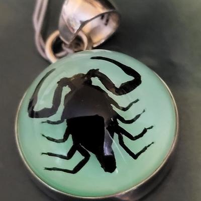 NWT Charles Albert Glow Lucite Scorpion Pendant 925 Sterling