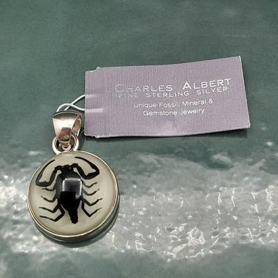 NWT Charles Albert Glow Lucite Scorpion Pendant 925 Sterling
