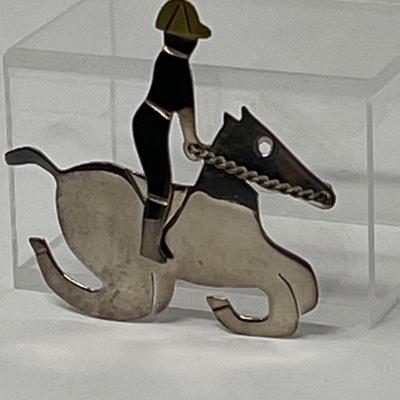 Vintage Anne Harvey Silver Horse & Jockey Brooch/Pin