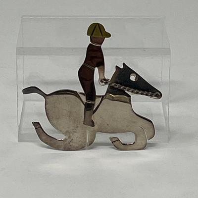 Vintage Anne Harvey Silver Horse & Jockey Brooch/Pin