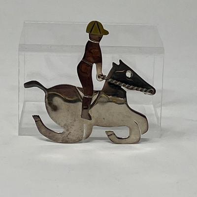 Vintage Anne Harvey Silver Horse & Jockey Brooch/Pin
