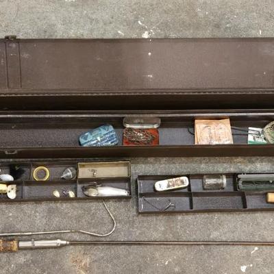 Vintage Tac All Fishing Pole Case & Tackle Box - Filled with Fishing Pole, Lures, and More! New pics added!