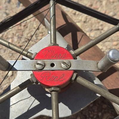 Vintage Marc Reel and Wood Spear Fishing Pole