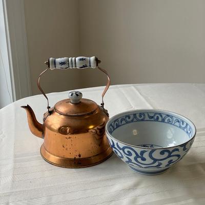 Himark Copper Teapot and Asian Glass Bowl