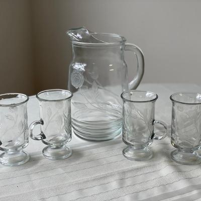 Pitcher and Irish Coffee Mugs