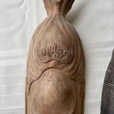 3 Wooden Carved Faces