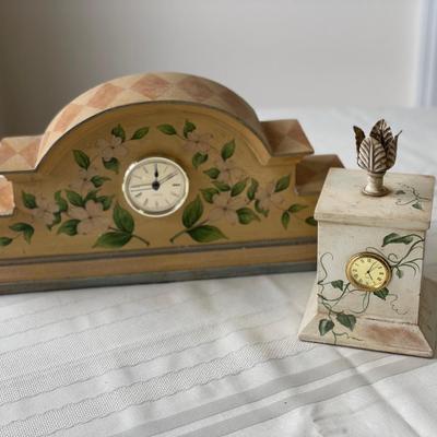 2 Hand-Painted Decorative Clocks