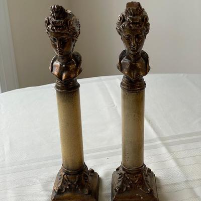 Head Bust Pedestal Candlesticks and Tissue Box Cover