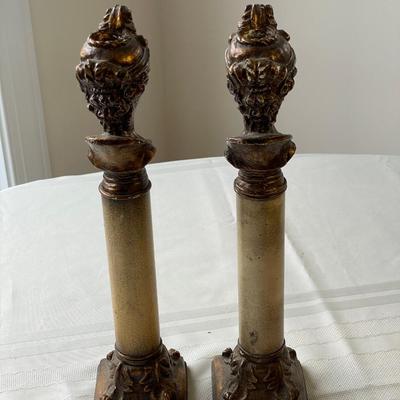 Head Bust Pedestal Candlesticks and Tissue Box Cover