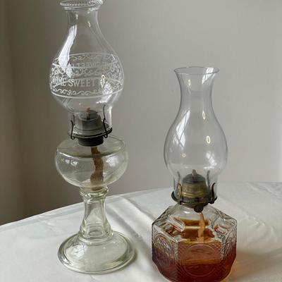 2 Antigue Glass Oil Lamps