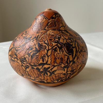 Hand-Etched Decorative Gourd 