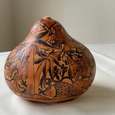 Hand-Etched Decorative Gourd 