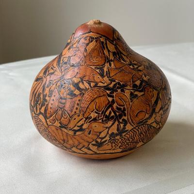 Hand-Etched Decorative Gourd 