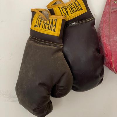 Vintage Punching Gloves and Vintage Punching Bag