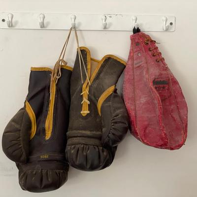 Vintage Punching Gloves and Vintage Punching Bag