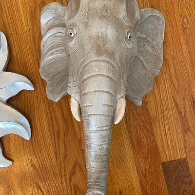 Hand-Painted Elephant Head Wall Decor and Sunbeam Mirror