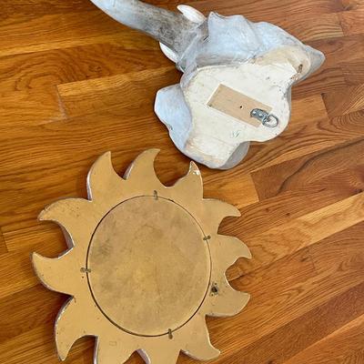 Hand-Painted Elephant Head Wall Decor and Sunbeam Mirror