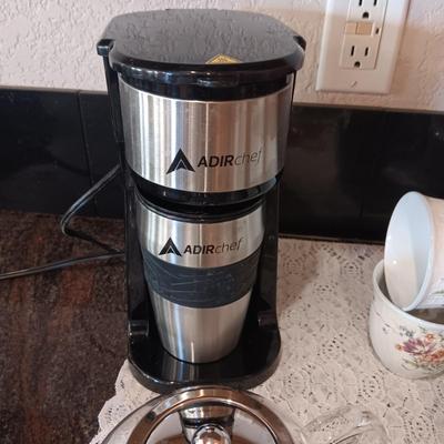 ADIRCHEF SINCE CUP COFFEE BREWER, MIKASA CREAM/SUGAR AND CUPS