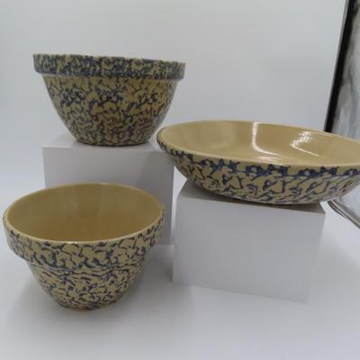 Roseville Pottery Blue Sponge (set of 3 pieces)