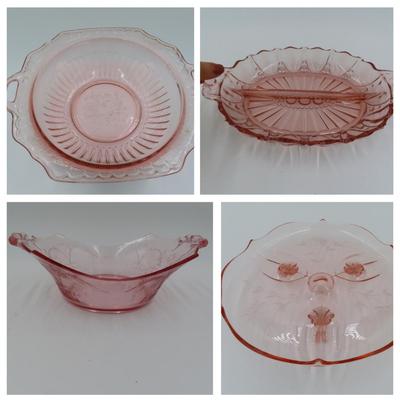 Large Pink Glassware (4 pieces)