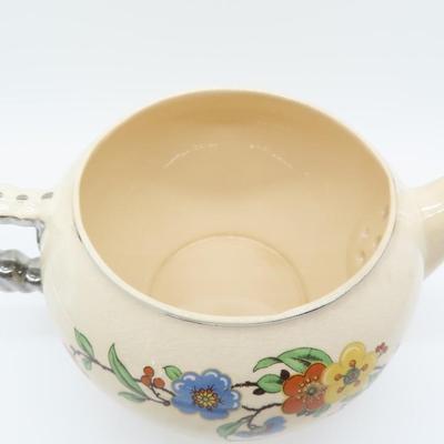 Cream & Floral Teapot Leigh Ware