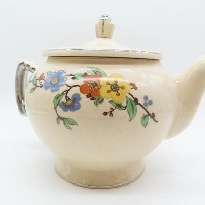 Cream & Floral Teapot Leigh Ware
